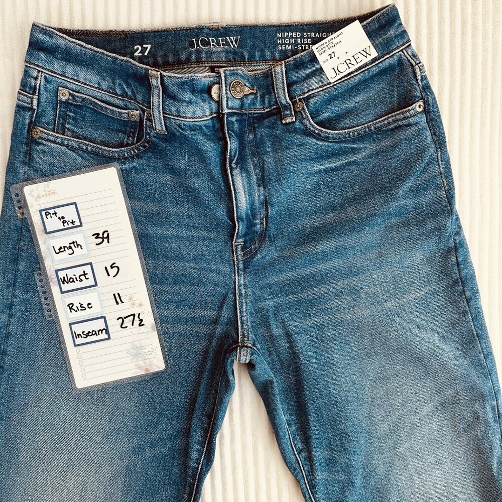 J.Crew Womens Hipped Straight Jean 27 High Rise Stretch Denim Classic NWT $158 - Picture 5 of 11